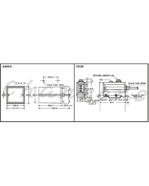 陽明電機 AS系列-標準出線型 放大器分離式光電傳感器 FS-50