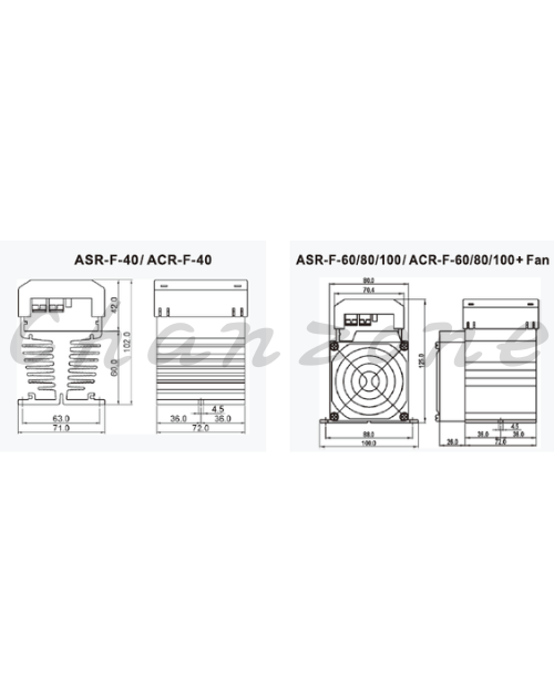 陽明電機 ACR-F-LA系列-標準型/線性控制(含風扇) 單相保險絲型加強散熱固態模組 ACR-F-80/100LA+