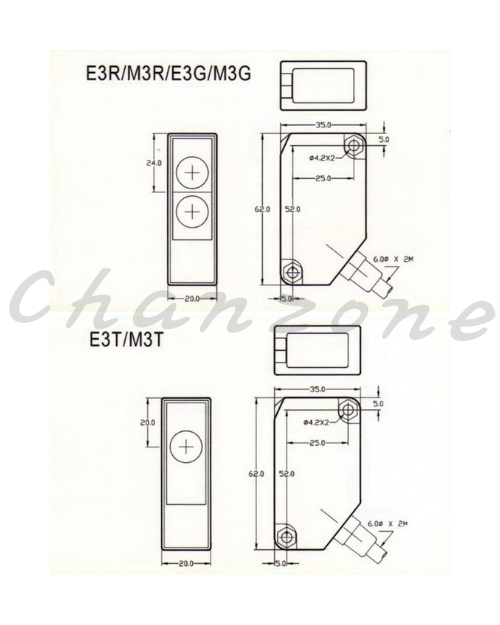 陽明電機 E3系列-直接反射式 自由電壓型光電傳感器 E3R-60X