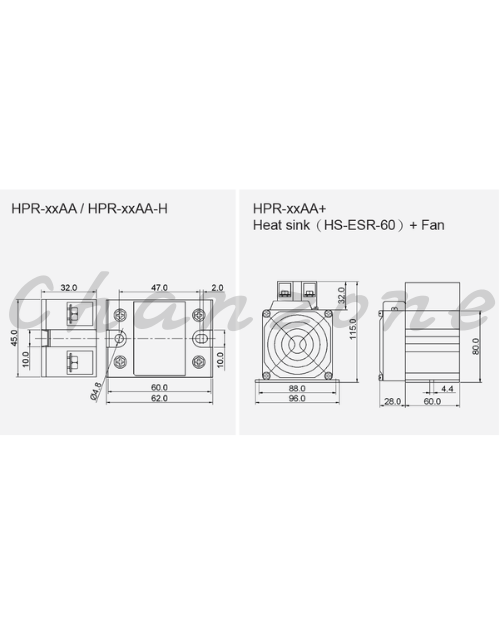 陽明電機 HPR-AA系列-標準型/AC to AC 單相高功率固態模組 HPR-60/80/100AA