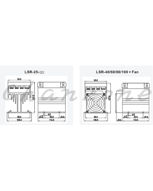 陽明電機 LSR-DA系列-標準型/DC to AC(含風扇) 三相加強散熱型固態模組 LSR-40/60/80/100DA+