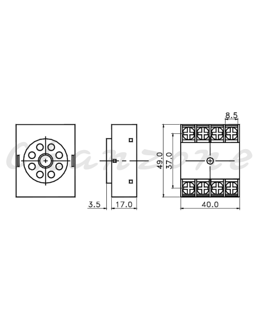 陽明電機 盤面端子式 計時器底座 P3G-08E