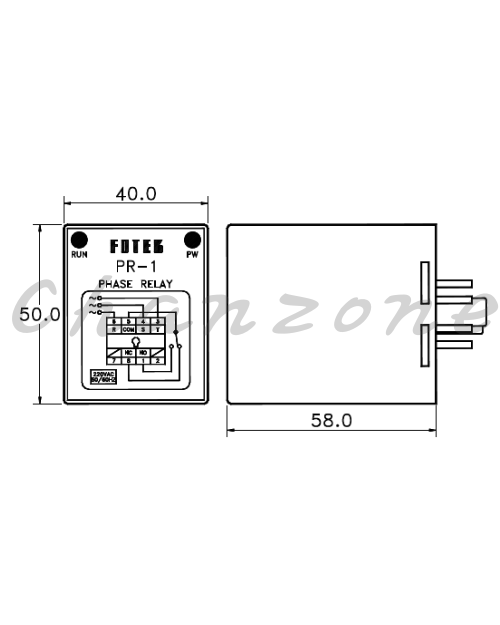 陽明電機 PR系列-40*50mm盤內式 欠逆相保護器 PVR-3-□□□V