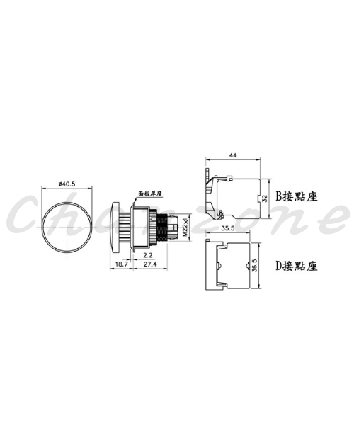 山河電機 ø30-SHB/SHD系列 平面照光急停按鈕 SHBIB-306P/SHDIB-306P