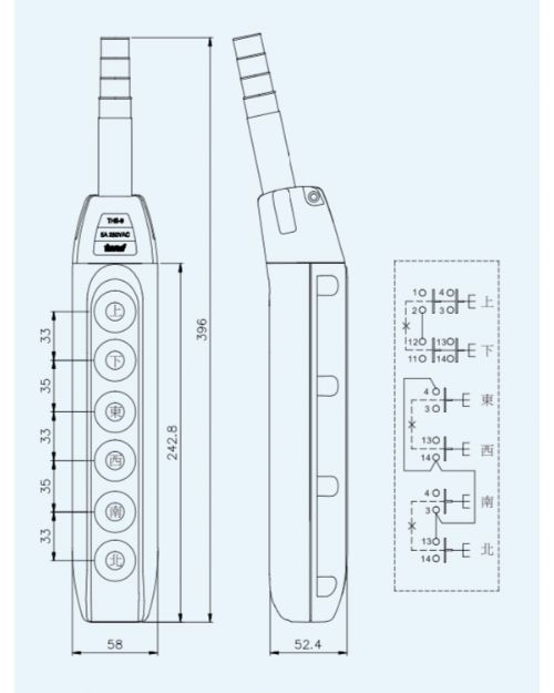 天得科技 間接式防雨型吊車按鈕開關 THS-9466