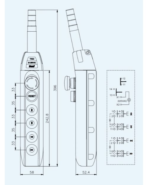 天得科技 間接式防雨型吊車按鈕開關 THS-9EI44