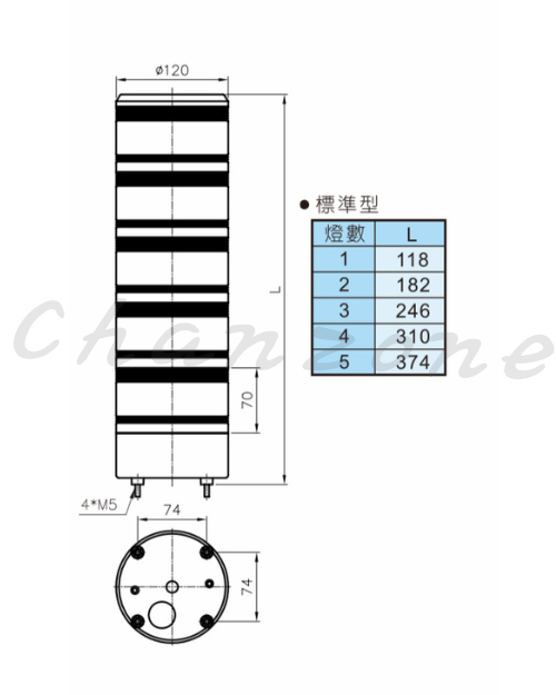 天得科技 積層式警示燈 TPWL12-L23ROG