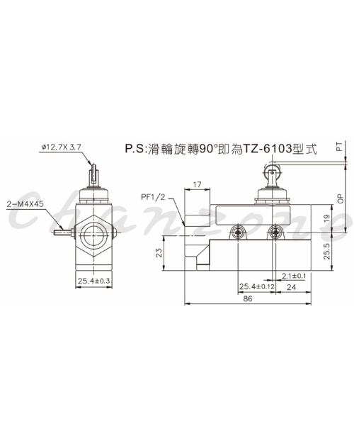 天得科技 密封型限動開關 TZ-6102 TZ-6103
