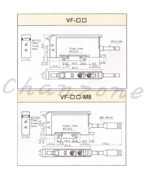 陽明電機 mF&FF系列-VR設定型 光纖式光電傳感器 VF-06R